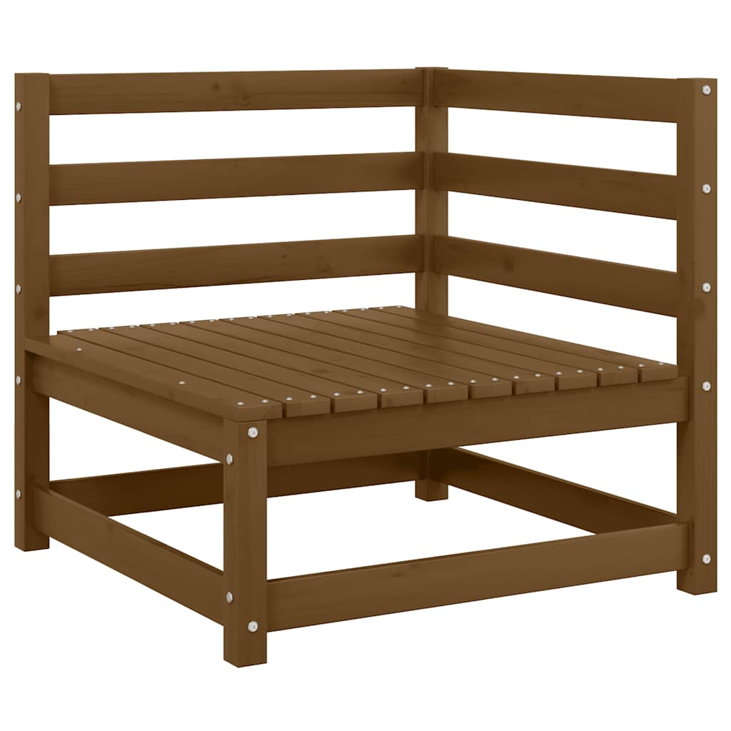 Hörnsektion till trädgårdssoffa honungsbrun massiv furu