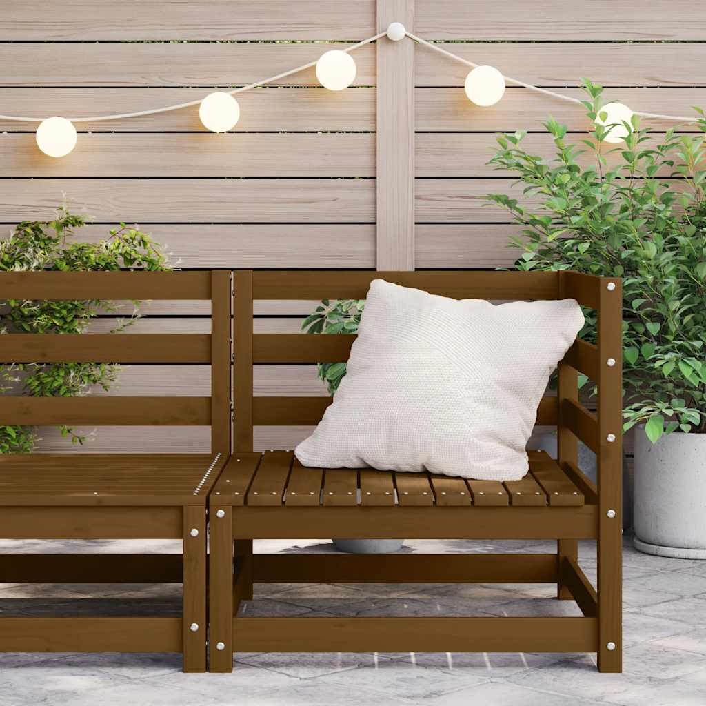 Hörnsektion till trädgårdssoffa honungsbrun massiv furu