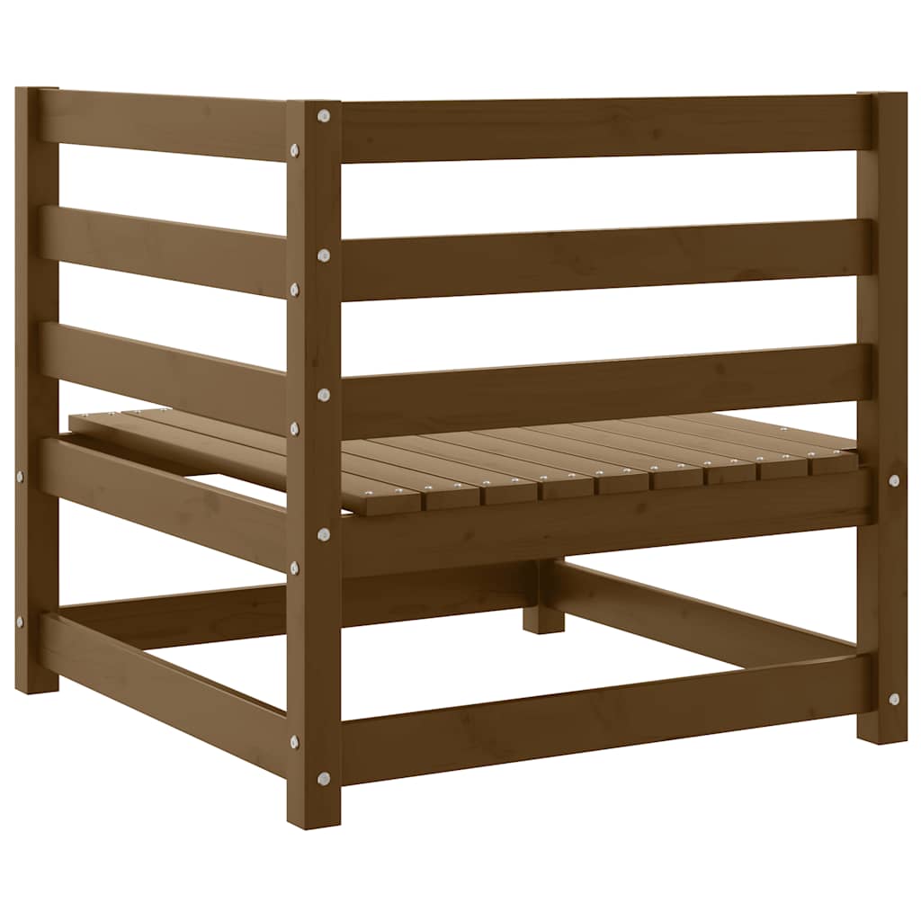 Hörnsektion till trädgårdssoffa honungsbrun massiv furu