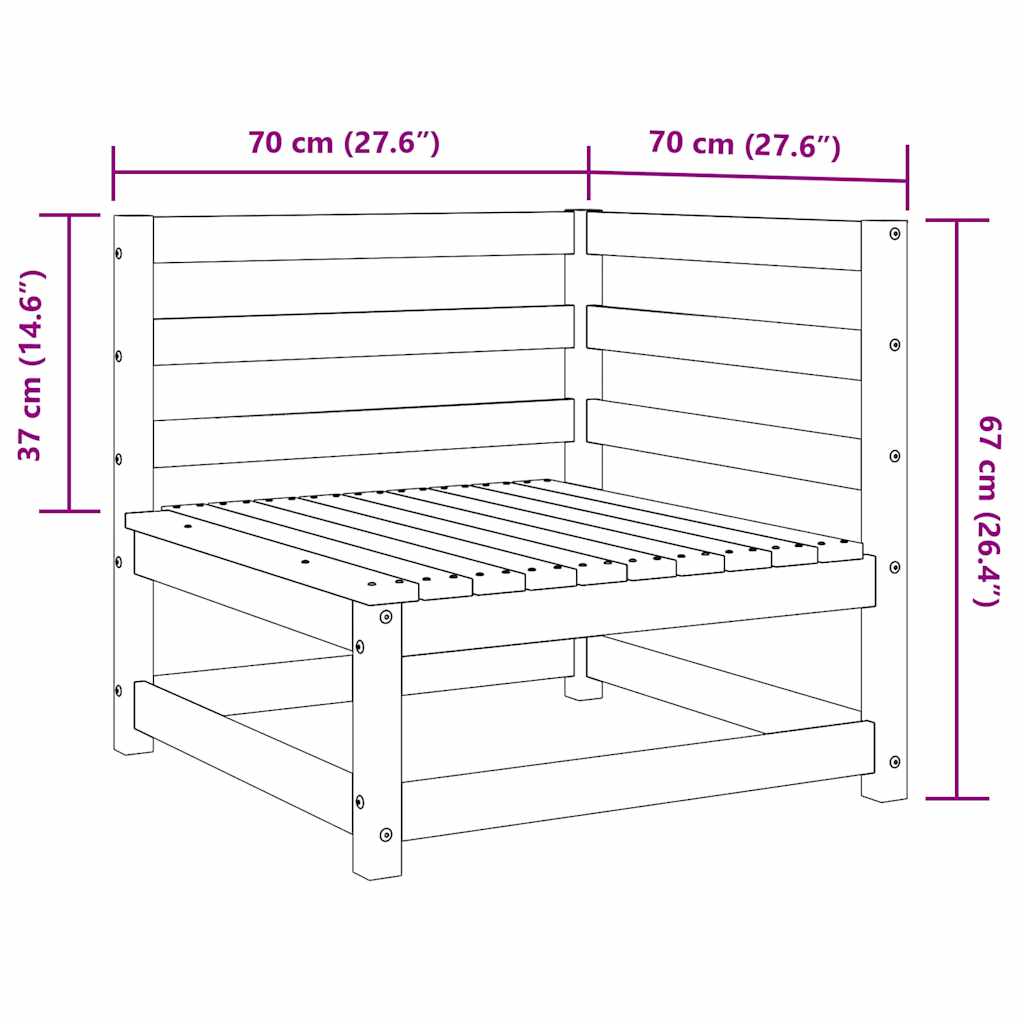 Hörnsektion till pallsoffa 2 st Grå massiv furu