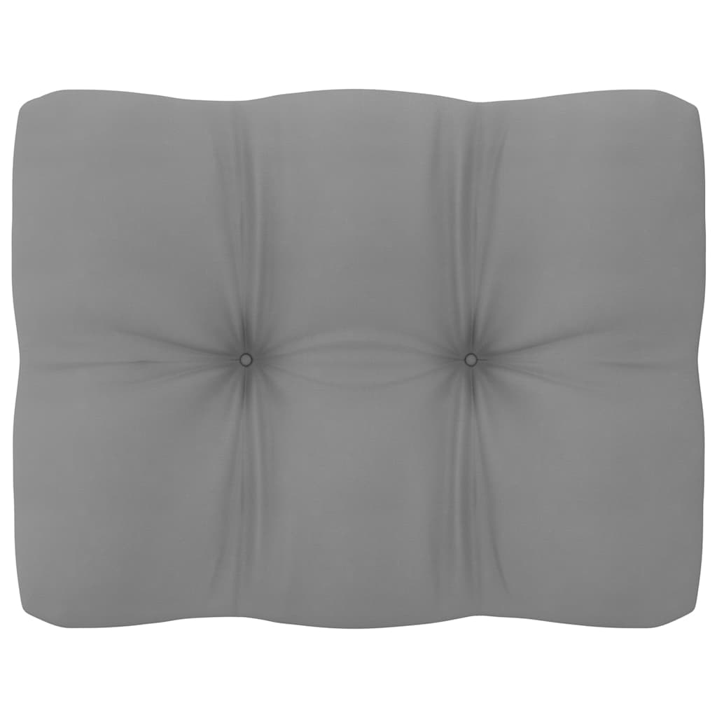 Hörnsoffa med gråa dynor massiv furu