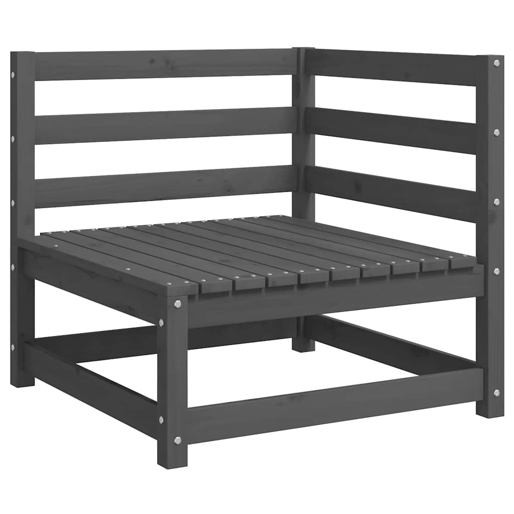 Hörnsoffa för trädgården med antracit dynor massiv furu