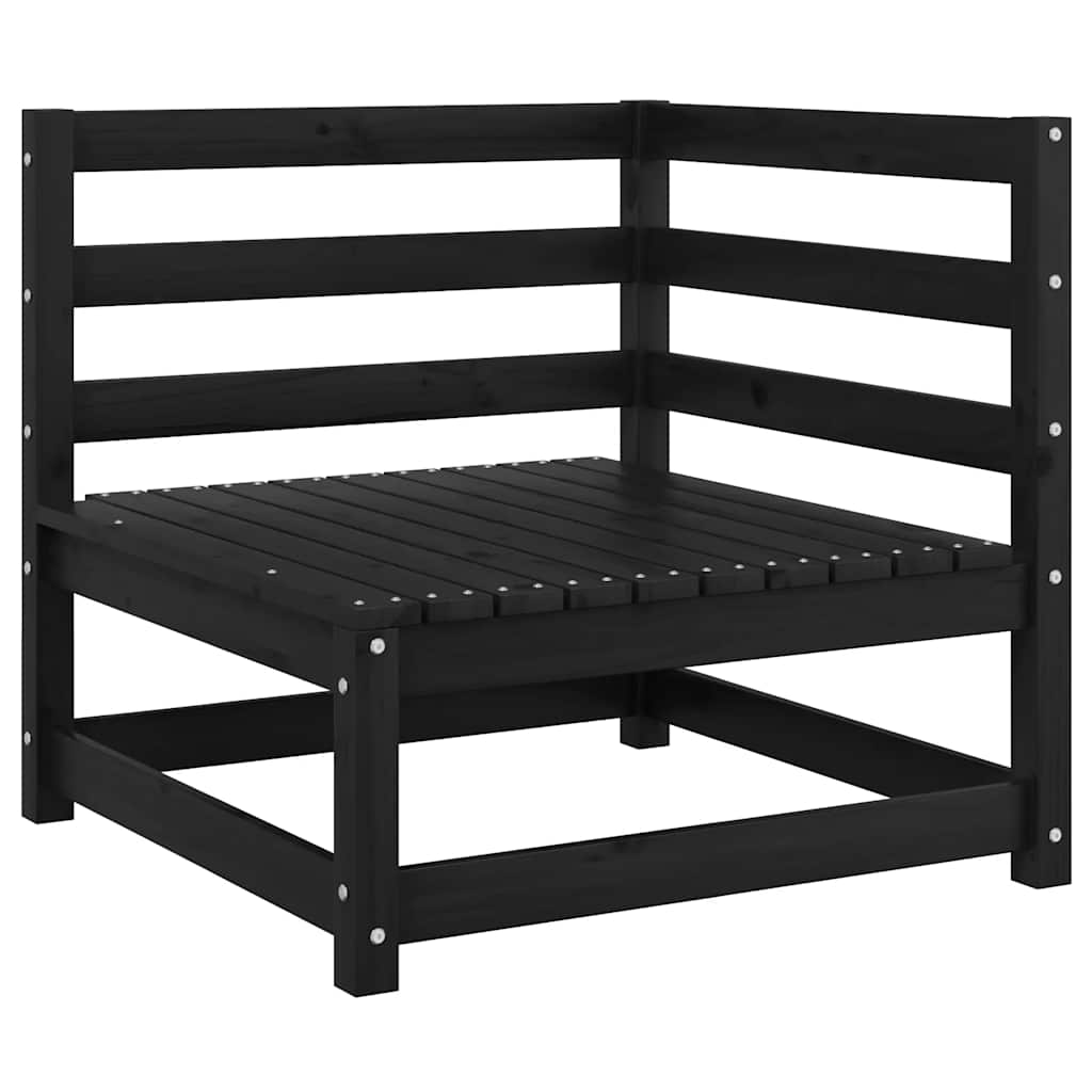 Hörnsoffa för trädgården med antracit dynor massiv furu