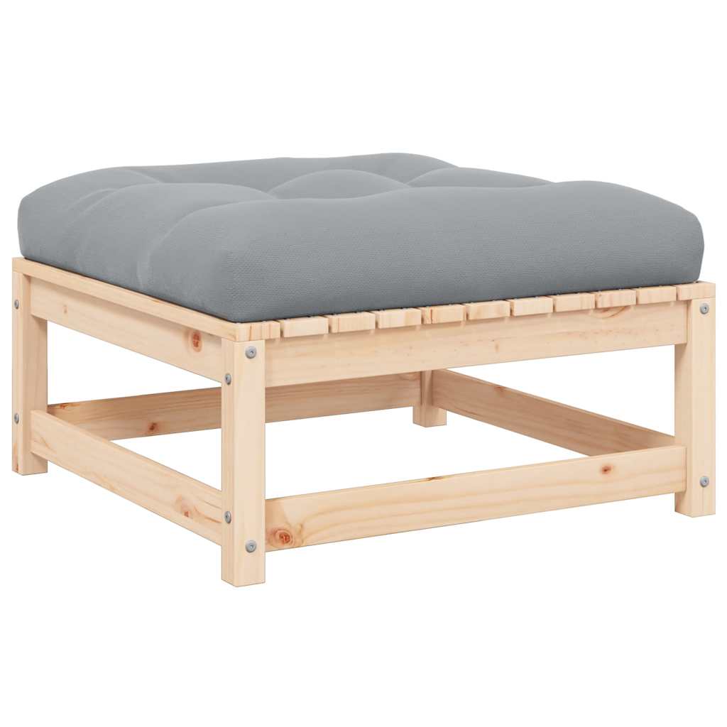 Fotpall med dyna för trädgården massiv furu