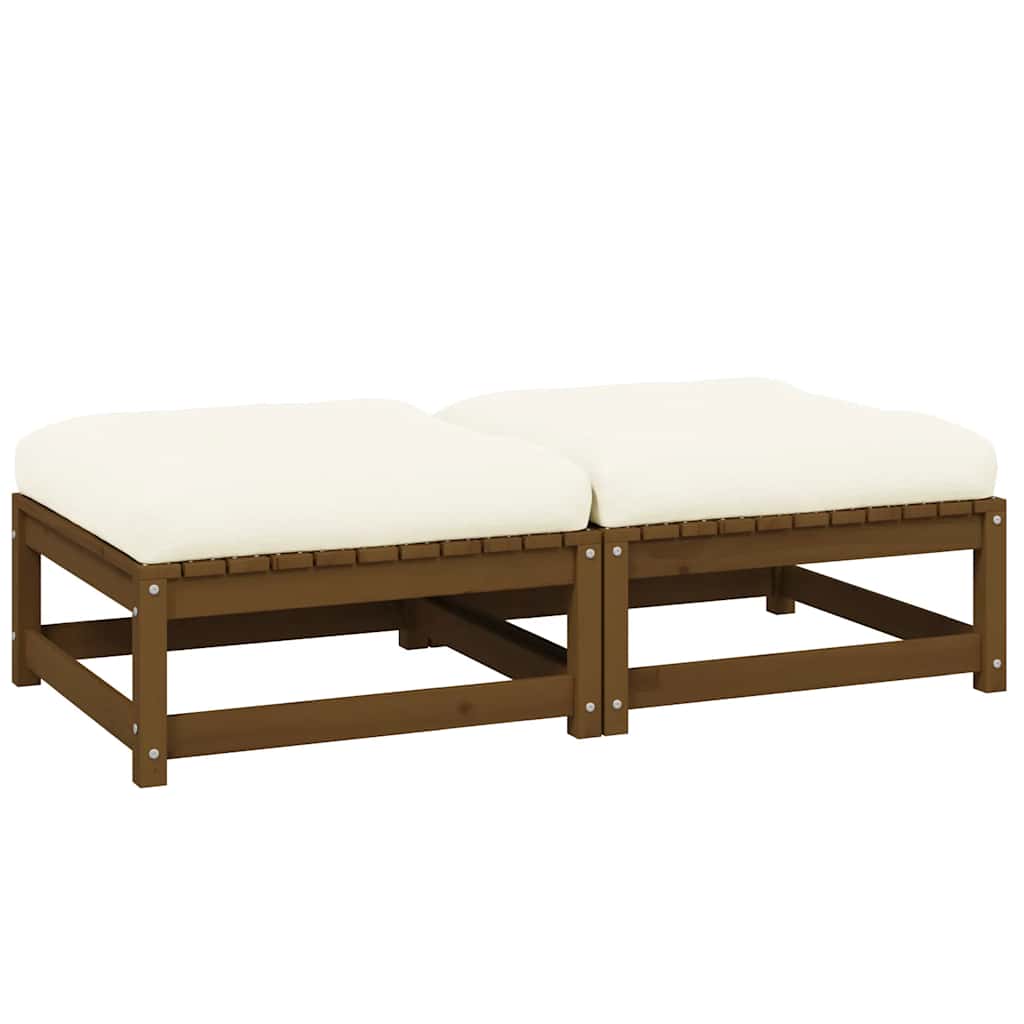 Trädgårdspallar med dynor 2 delar honungsbrun massiv furu