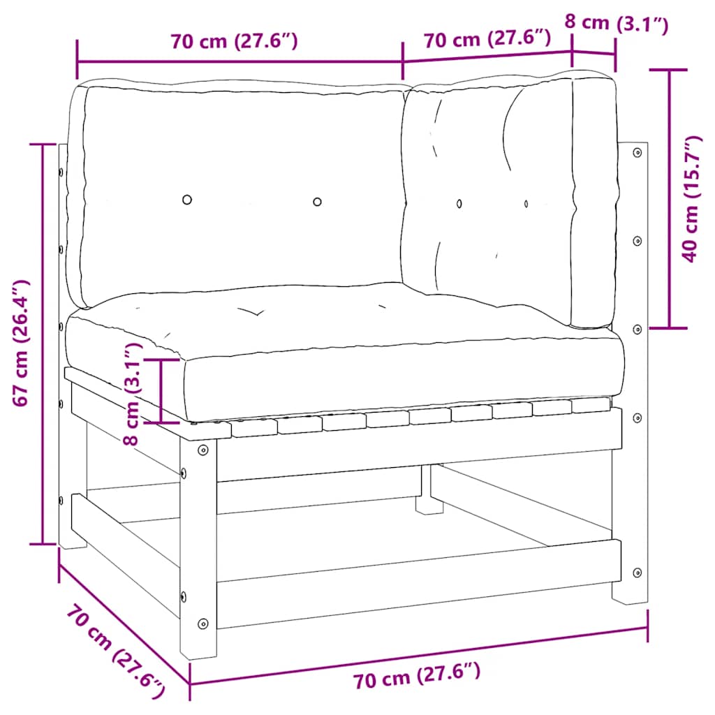 Trädgårdsgrupp med dynor 2 delar vit massiv furu