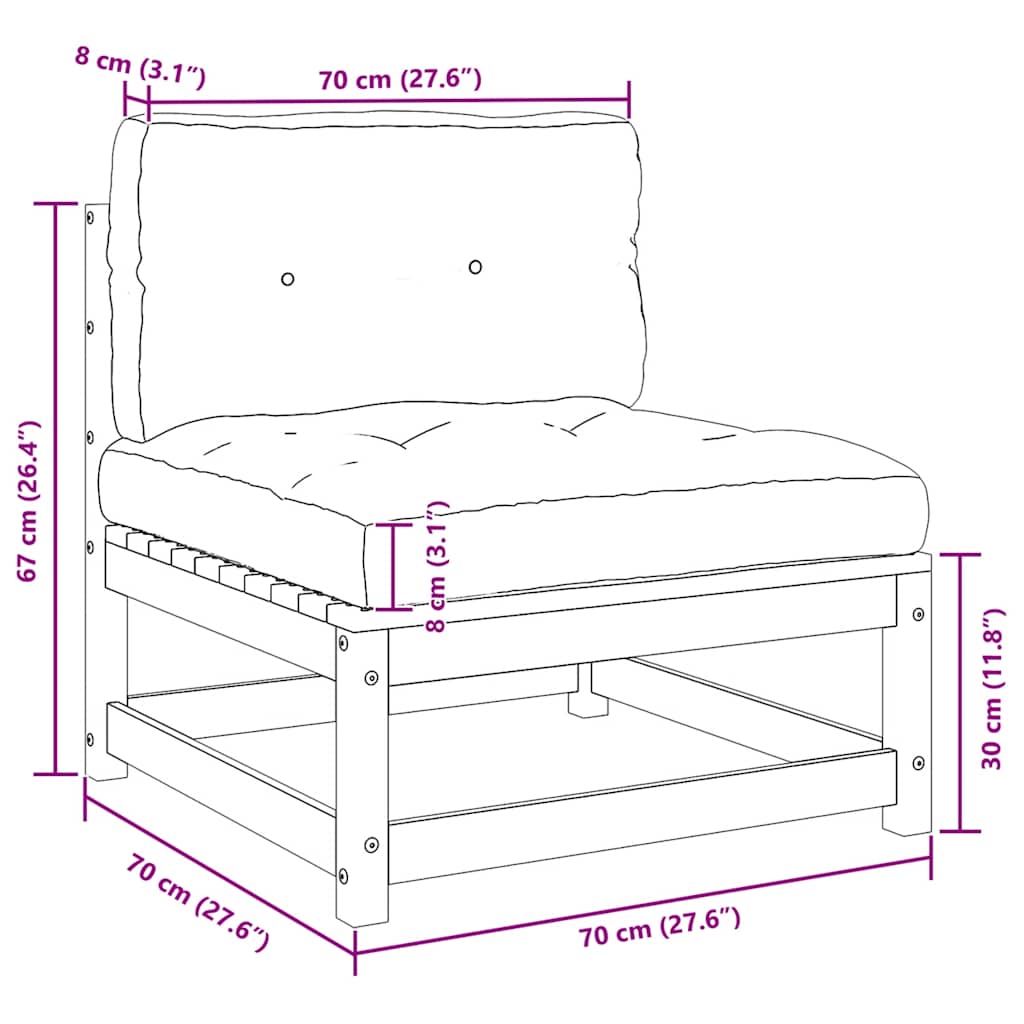 Loungegrupp med dynor 2 delar massiv furu
