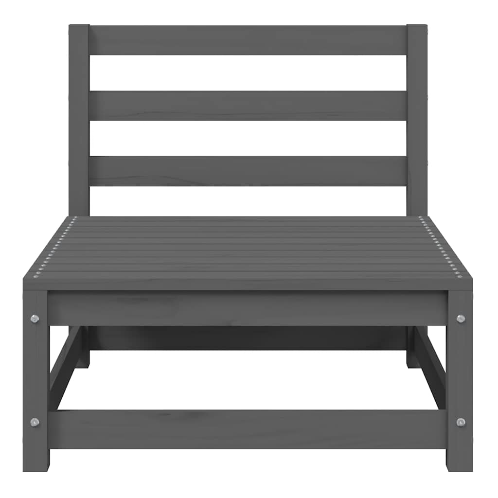 Loungegrupp med dynor 2 delar grå massiv furu