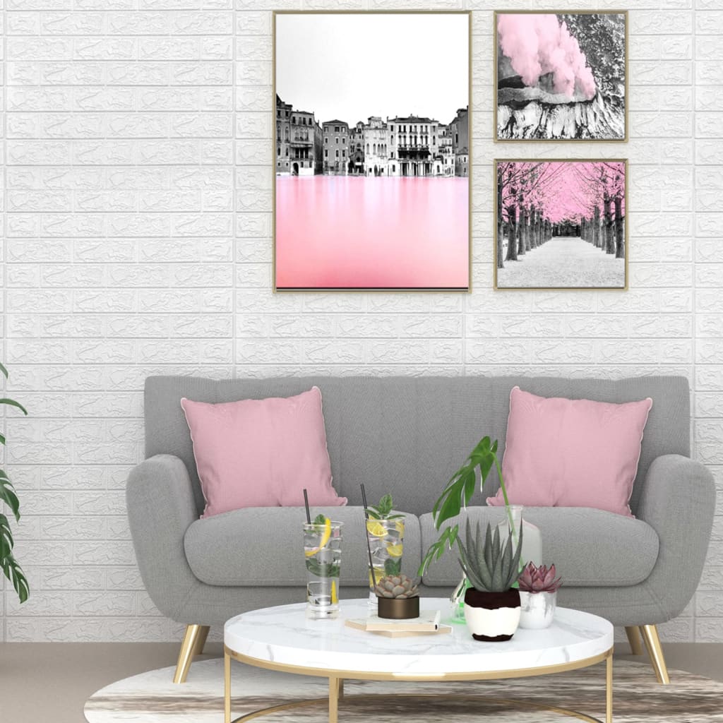 3D-tapet tegel självhäftande 10 delar vit