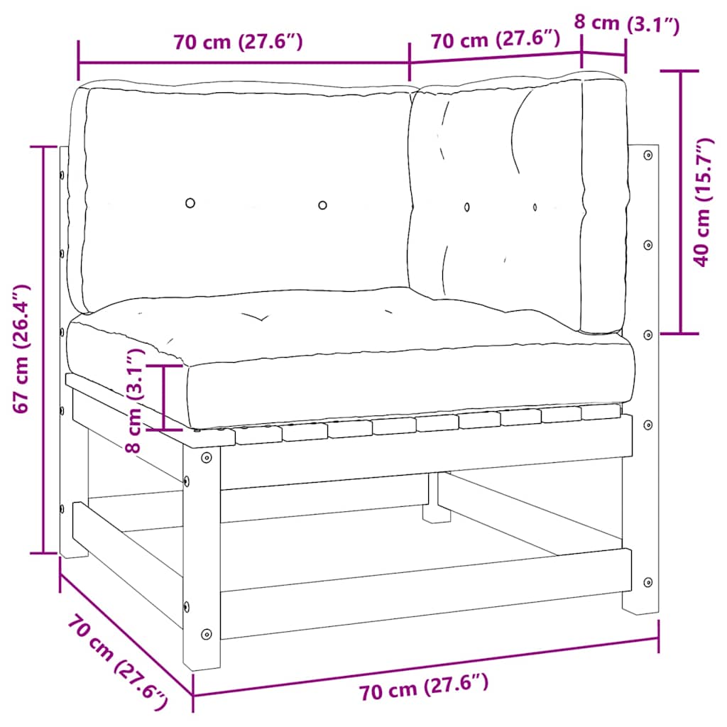 Trädgårdsgrupp med dynor 2 delar massiv furu