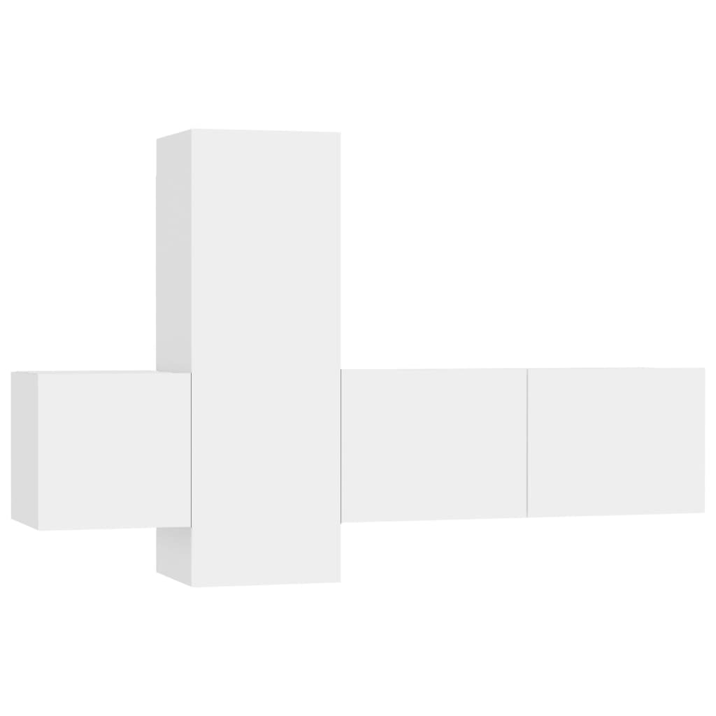 TV-skåp 3 delar vit konstruerat trä