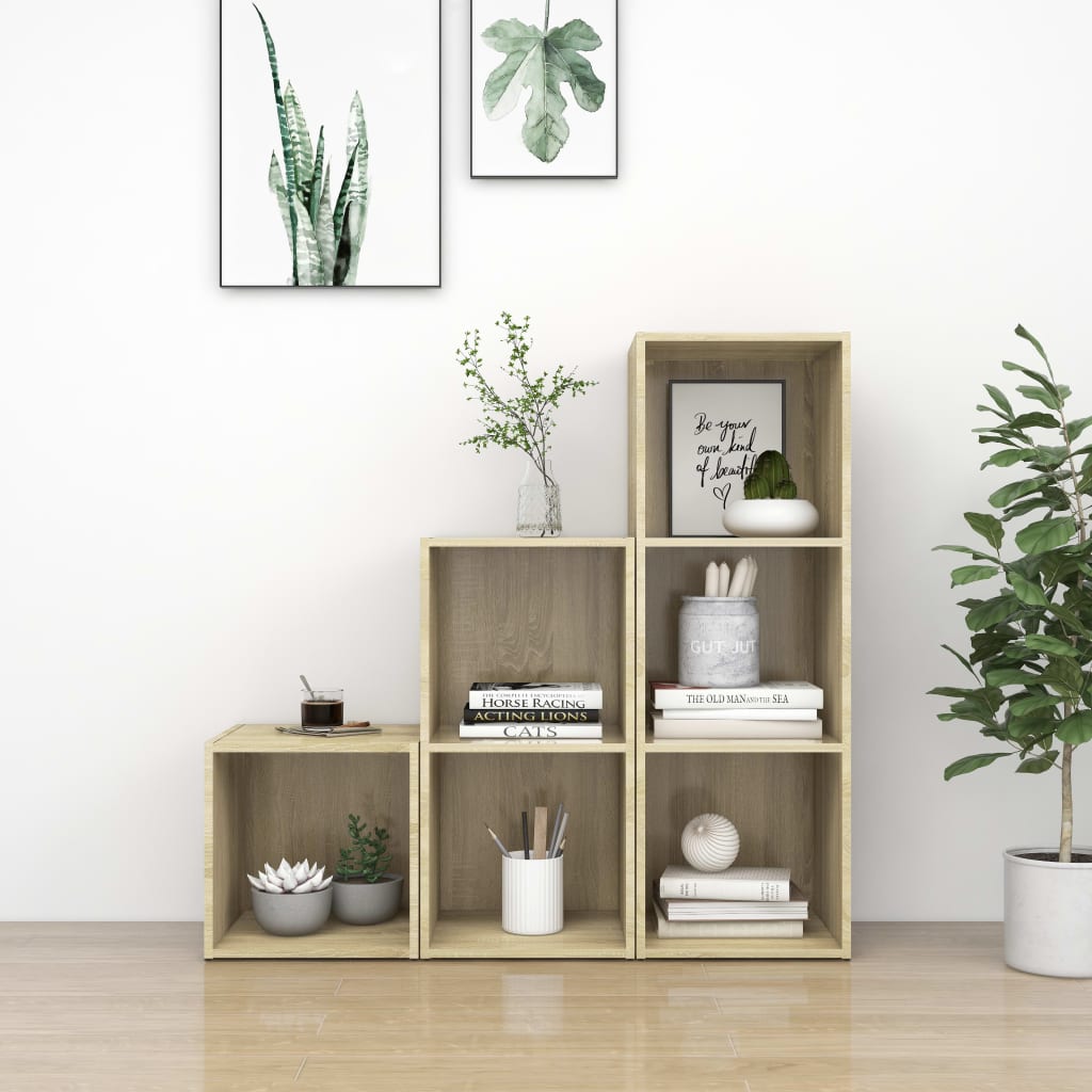 TV-skåp 3 delar sonoma-ek konstruerat trä