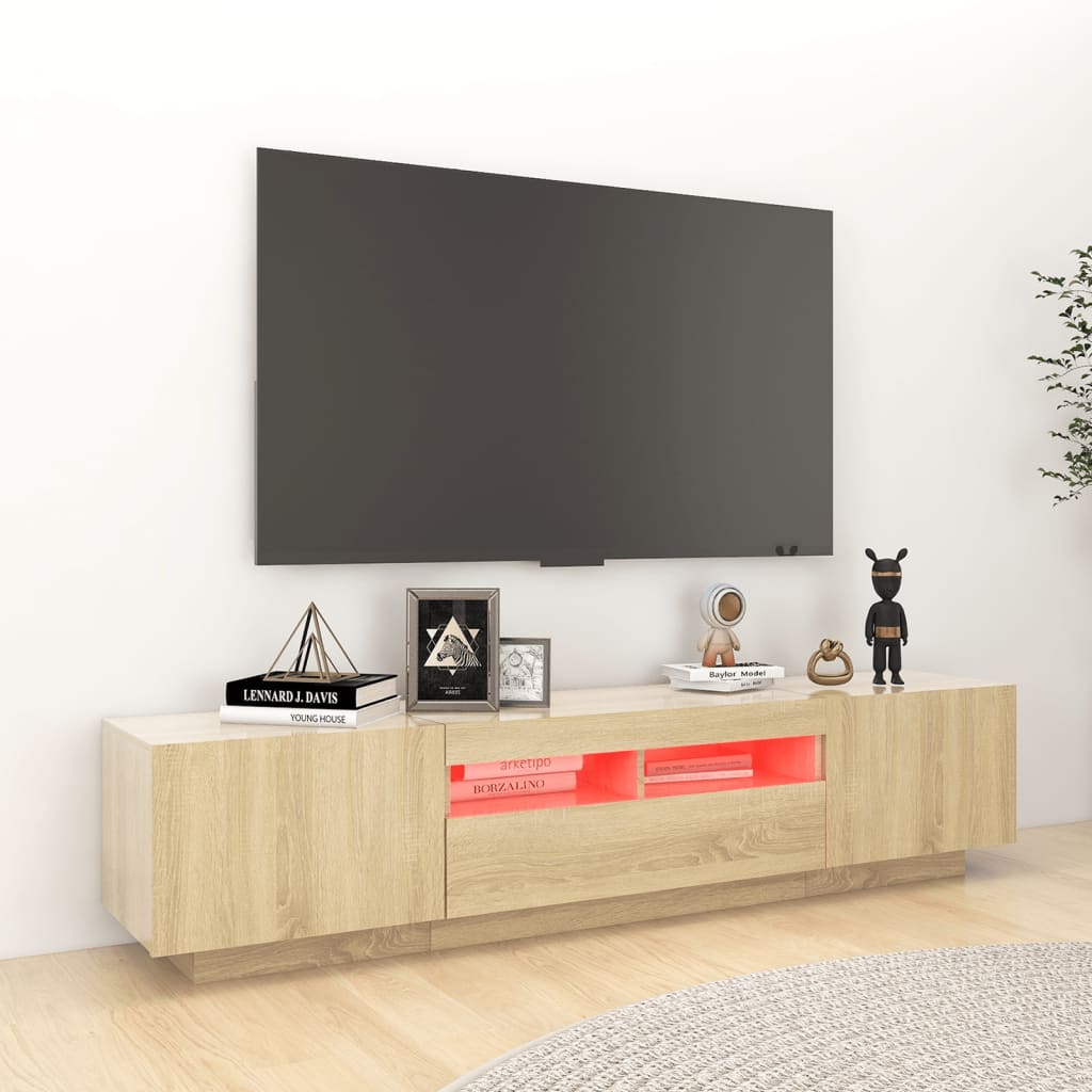 TV-bänk med LED-belysning sonoma-ek 180x35x40 cm