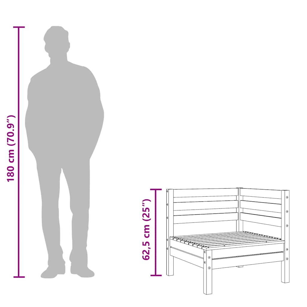 Hörnsektion till pallsoffa vit massiv furu