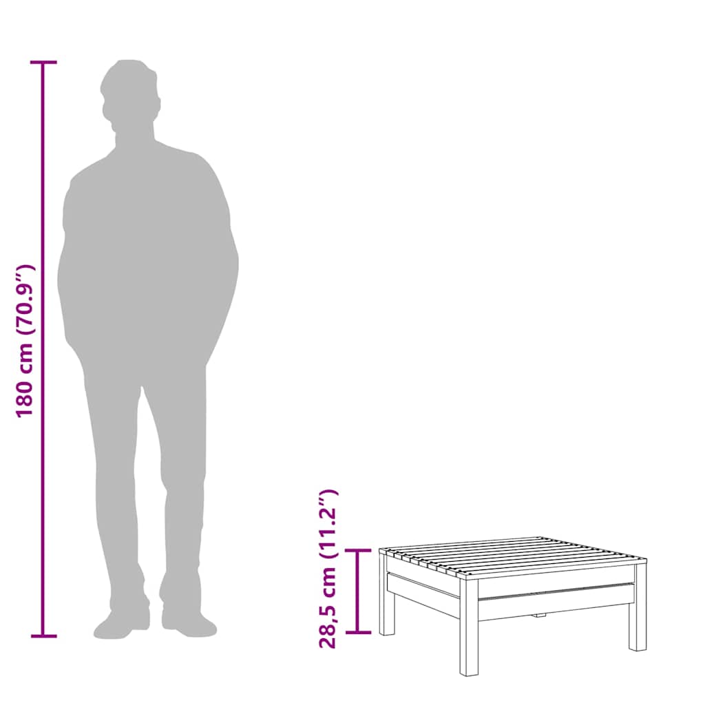 Fotpall för trädgården grå massiv furu