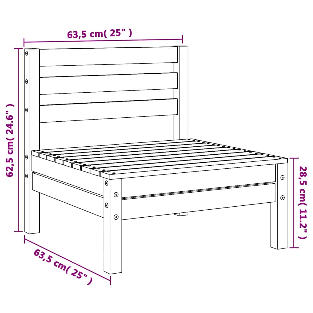 Mittensektion till pallsoffa 2 st vit massiv furu