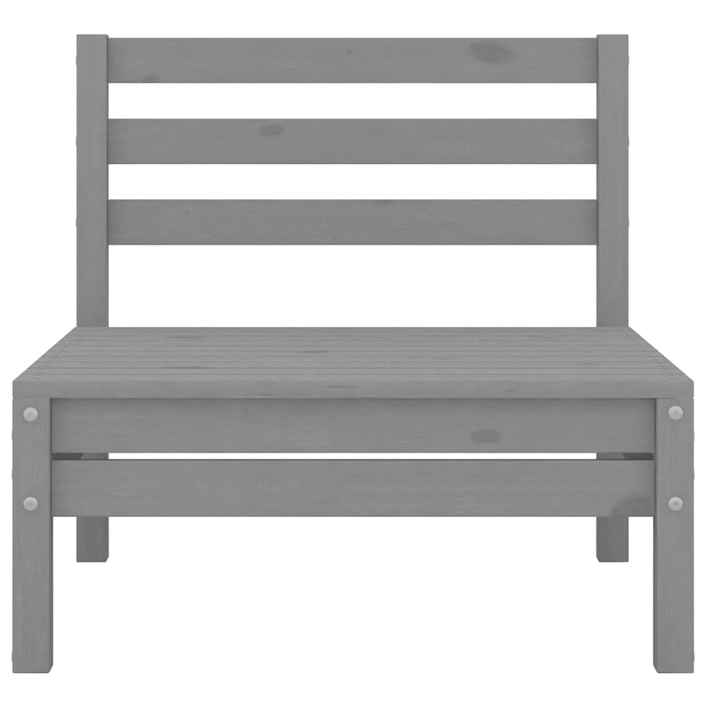 Mittensektion till pallsoffa 2 st grå massiv furu