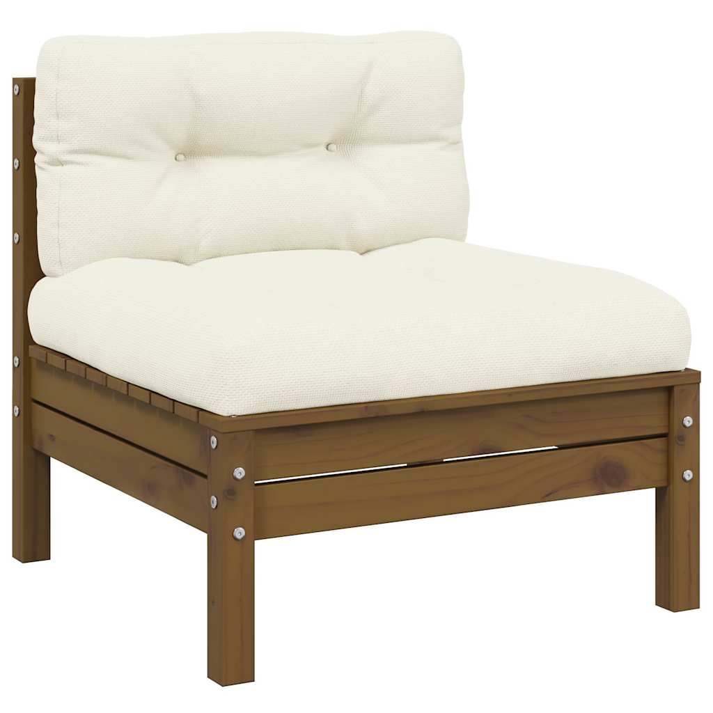 806637 vidaXL Garden Middle Sofa med kuddar Honey Brown Solid Pinewood