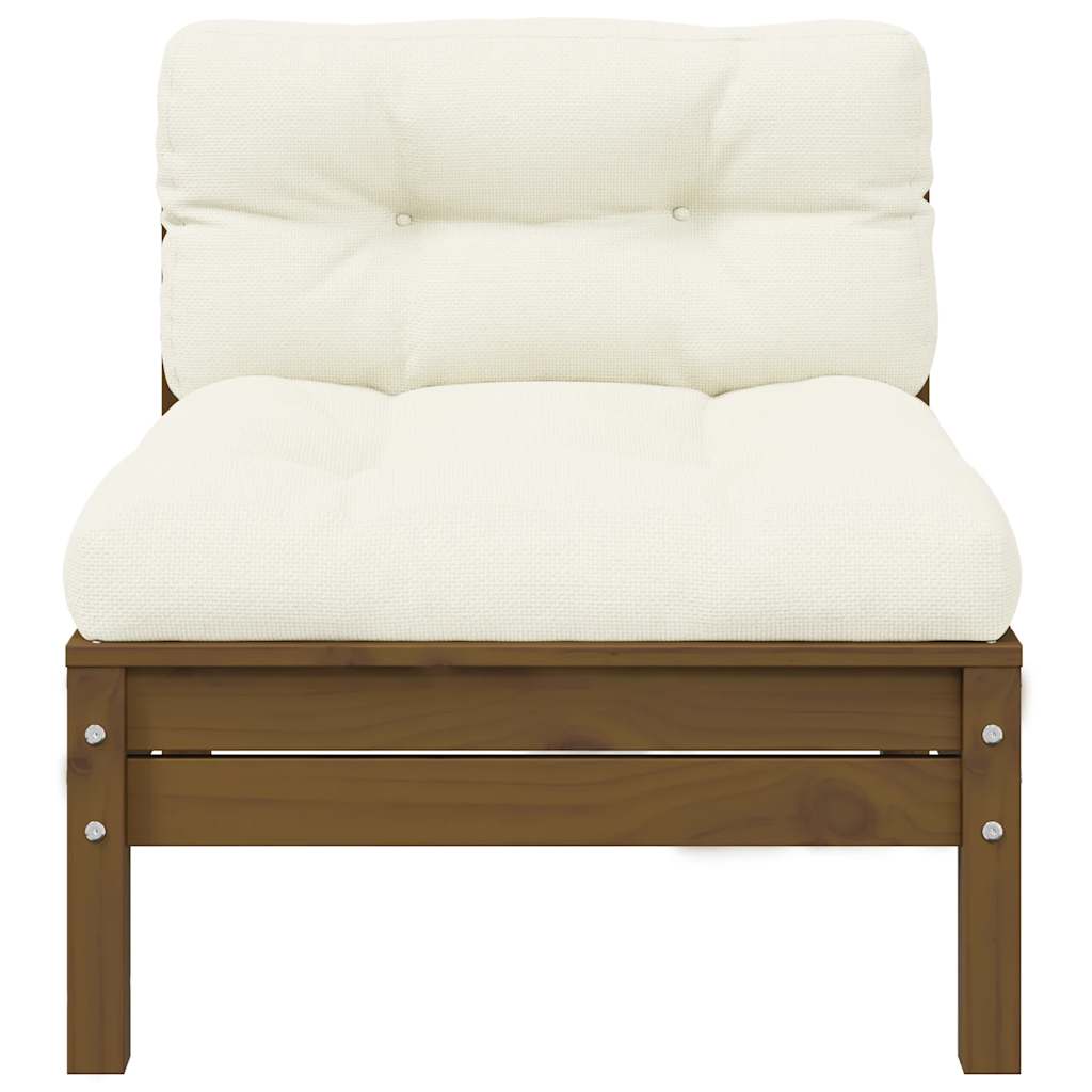806637 vidaXL Garden Middle Sofa med kuddar Honey Brown Solid Pinewood