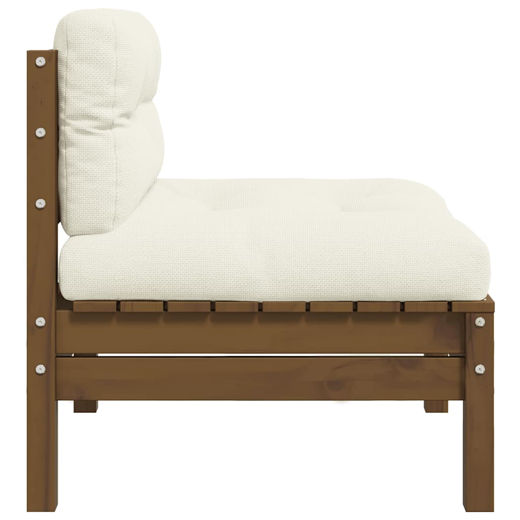 806637 vidaXL Garden Middle Sofa med kuddar Honey Brown Solid Pinewood