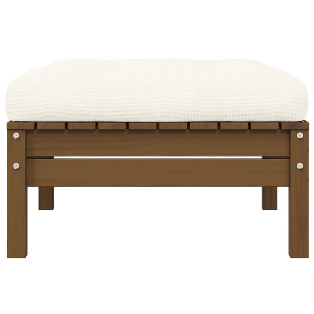 Trädgårdssoffa 2-sits med gräddvita dynor massiv furu