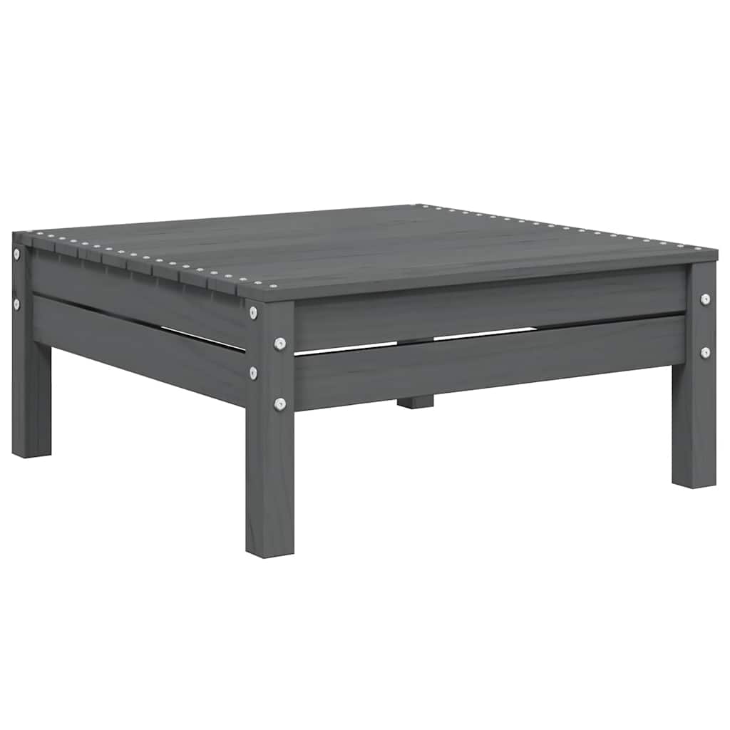 Loungegrupp med grå dynor 3 delar massiv furu