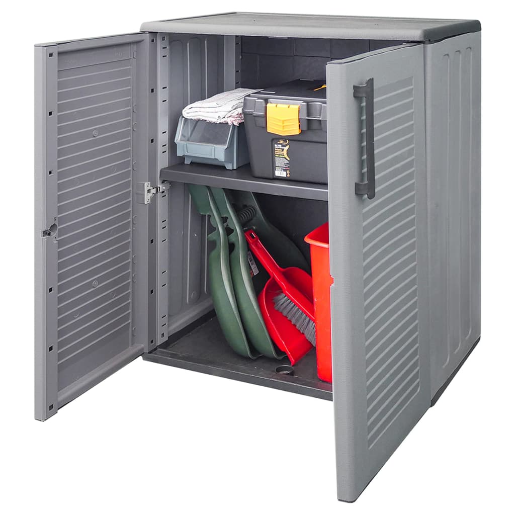Förvaringsskåp för trädgården grå och svart 68x37x84 cm PP