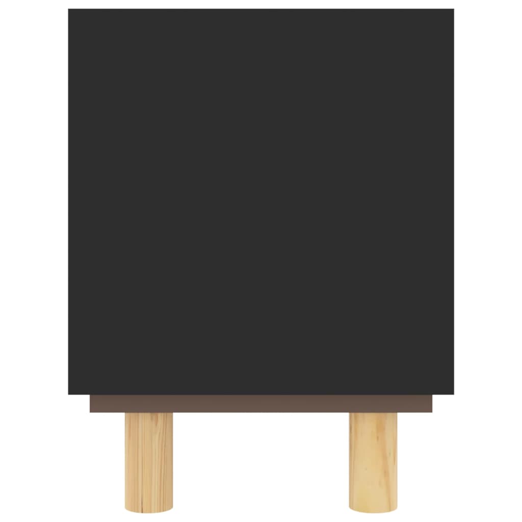 Tv-bänk svart 80x30x40 cm massiv furu och naturlig rotting