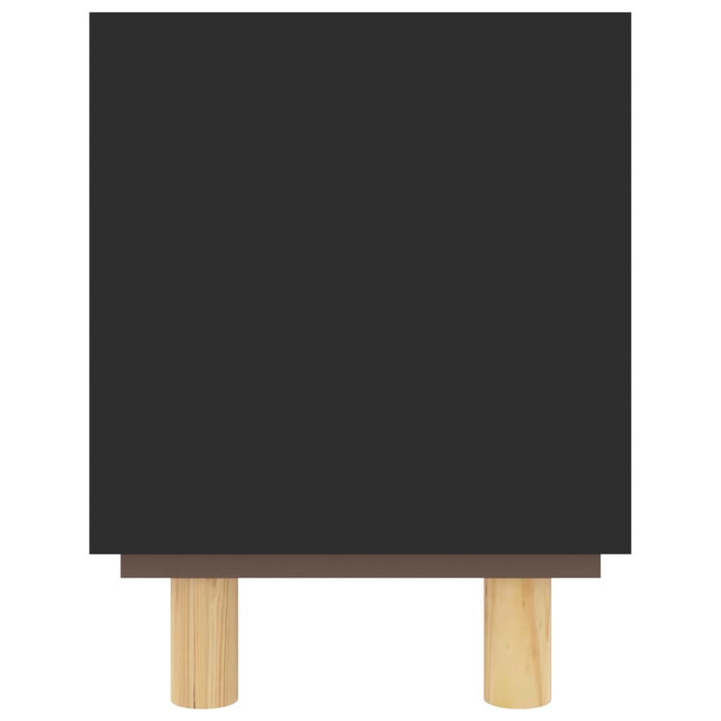 Tv-bänk svart 105x30x40 cm massiv furu & naturlig rotting