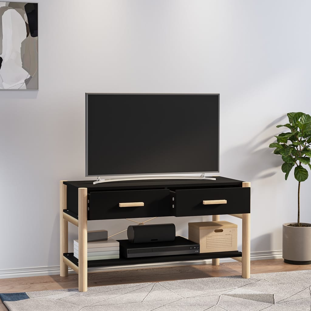 Tv-bänk svart 82x38x45 cm konstruerat trä