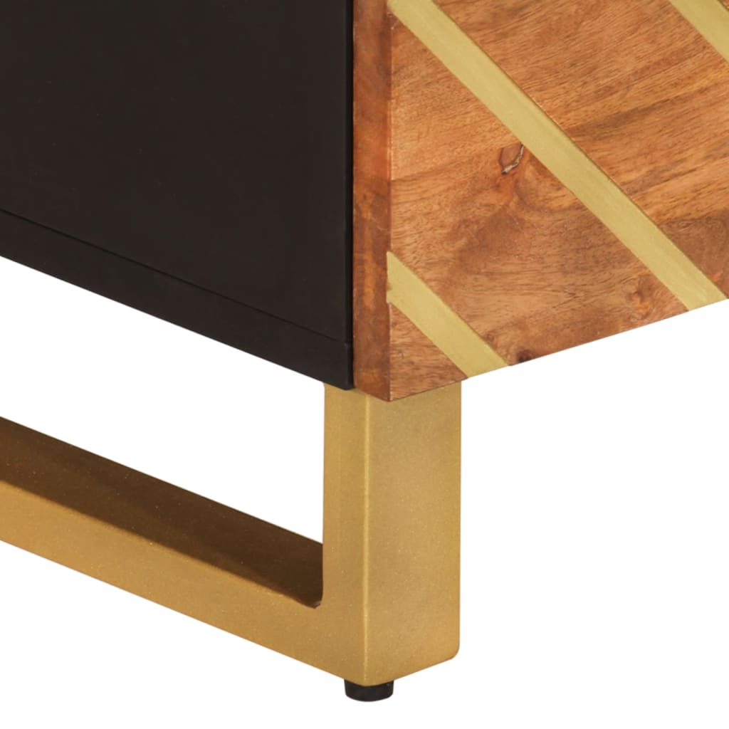 Tv-bänk brun och svart 105x33,5x46 cm massivt mangoträ