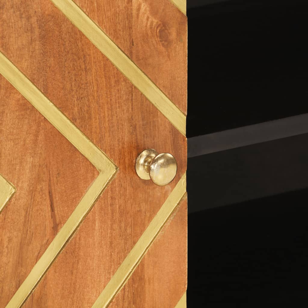 Tv-bänk brun och svart 80x31,5x46 cm massivt mangoträ