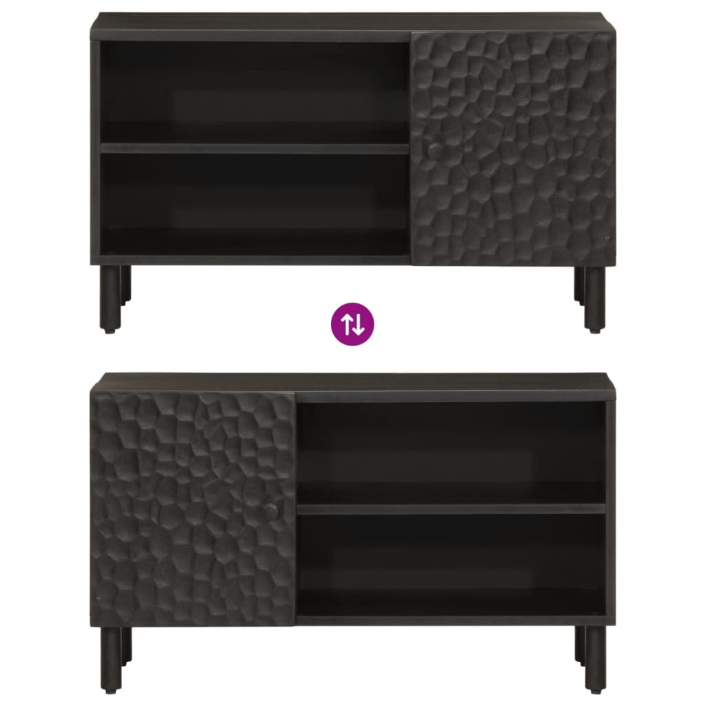 Tv-bänk svart 80x31x46 cm massivt mangoträ