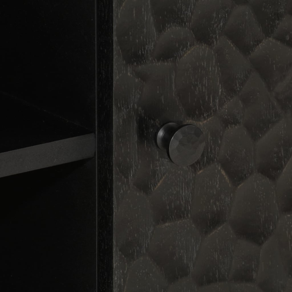 Tv-bänk svart 80x31x46 cm massivt mangoträ