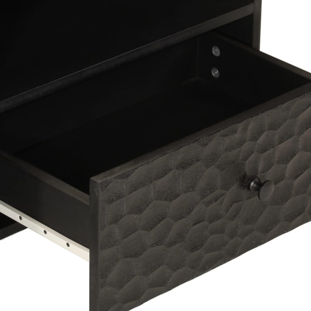 Tv-bänk svart 80x33x46 cm massivt mangoträ