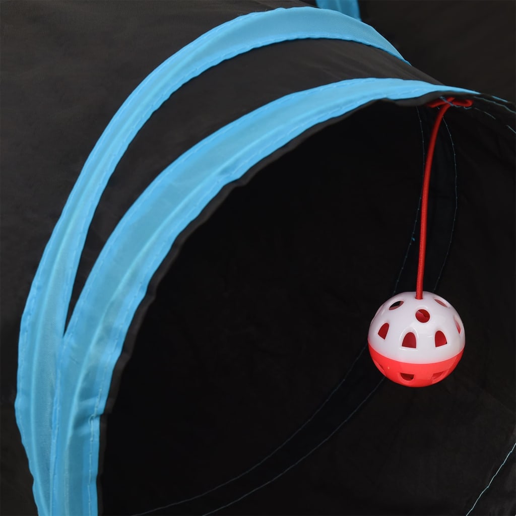 3-vägs kattunnel svart och blå 90 cm polyester