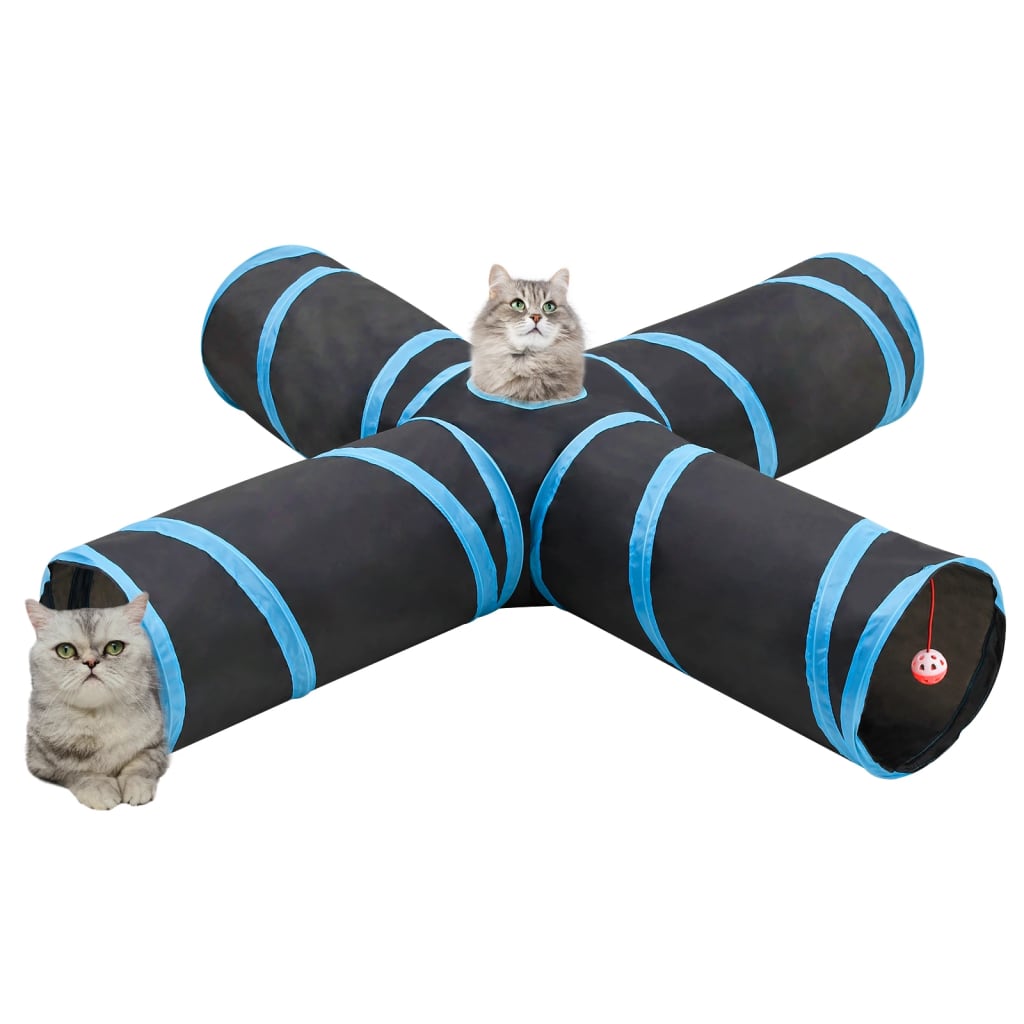 4-vägs kattunnel svart och blå 132 cm polyester