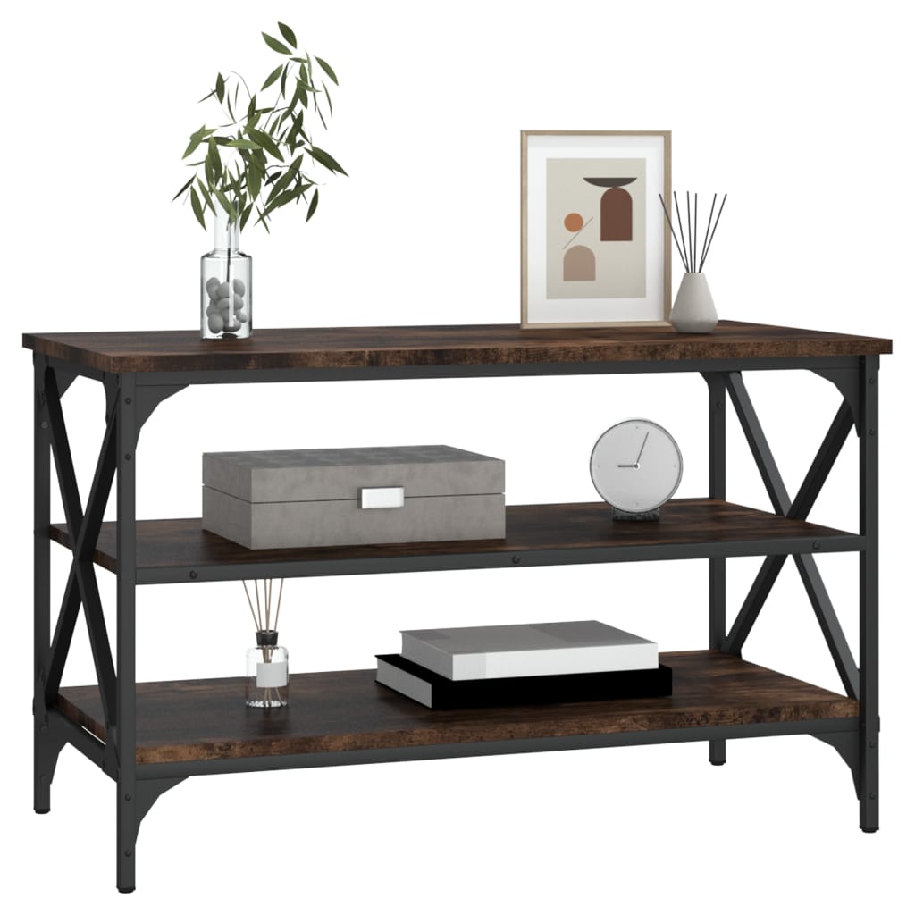 Tv-bänk rökfärgad ek 80x40x50 cm konstruerat trä