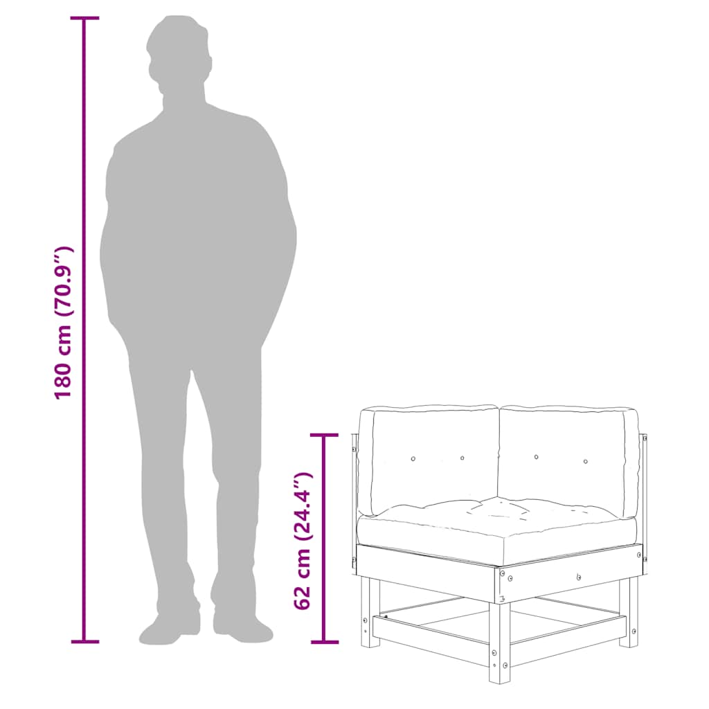Hörnsektion till soffa med dynor massiv douglasgran