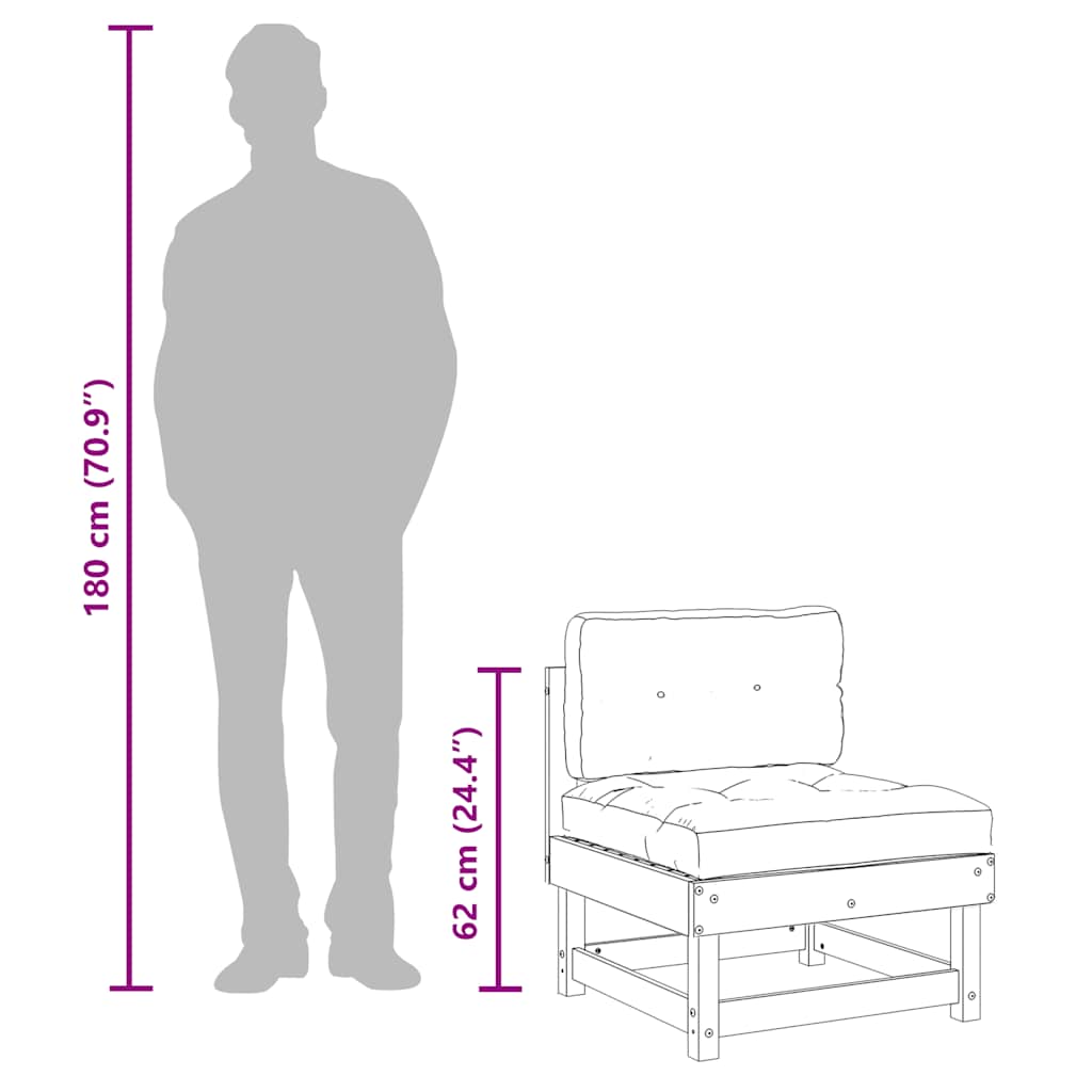 Mittensoffa med dynor massiv furu