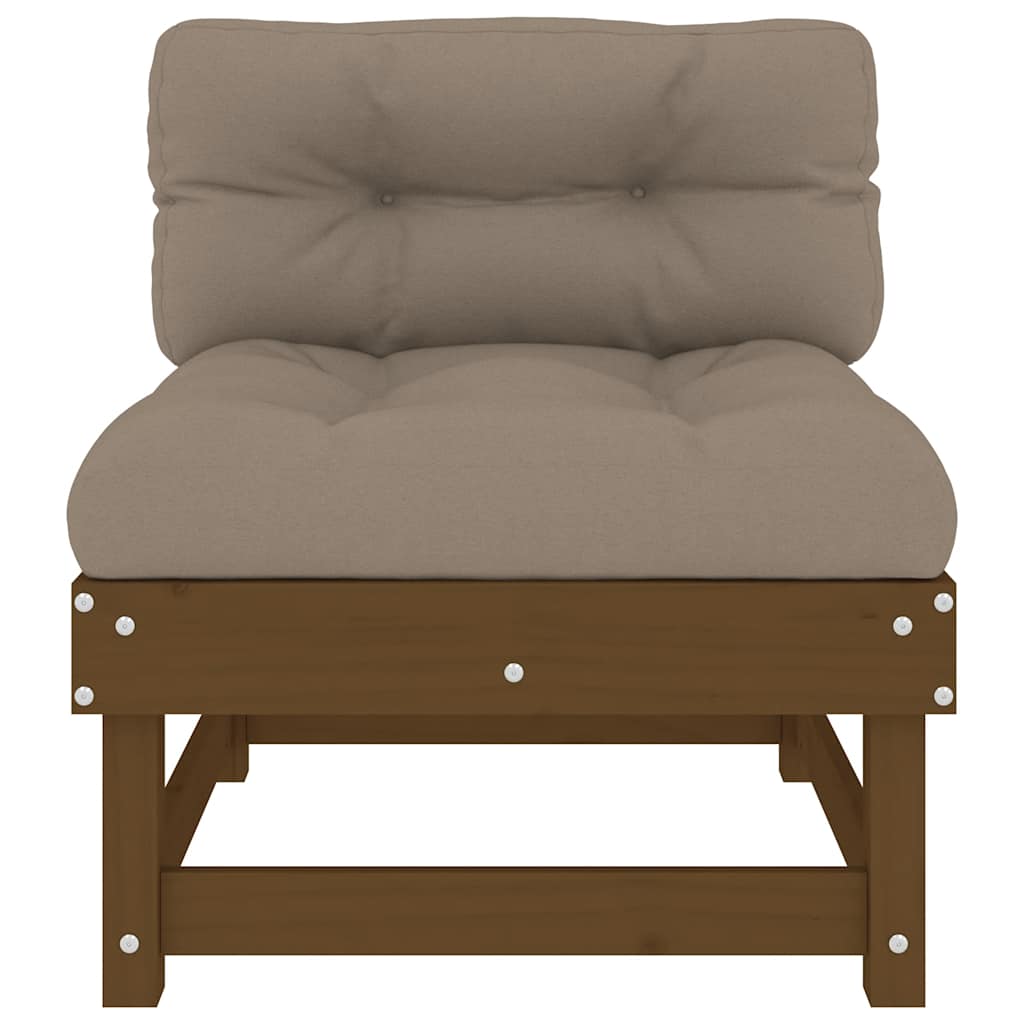 Mittensoffa med dynor honungsbrun massiv furu