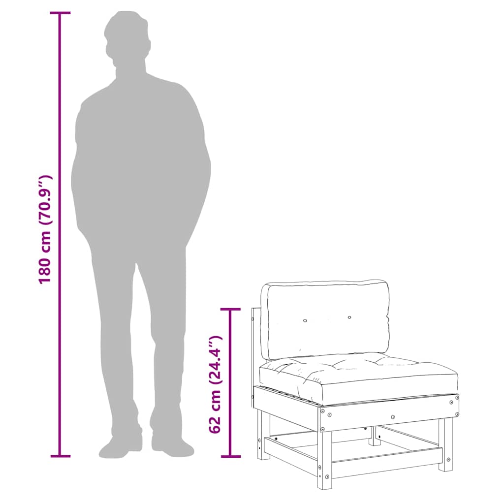 Mittensoffa med dynor honungsbrun massiv furu