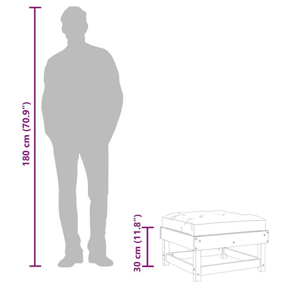 Fotpall med dyna för trädgården impregnerad furu