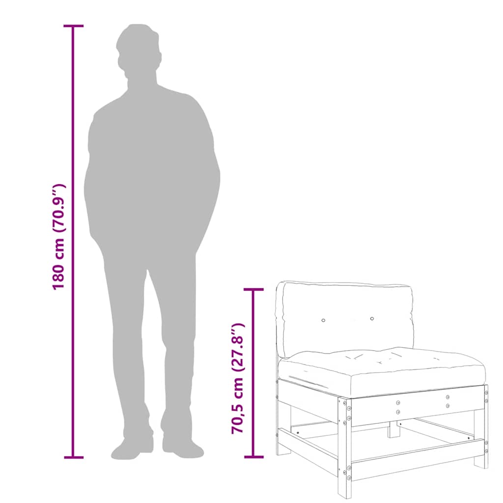 Mittensoffa med dynor vit massiv furu