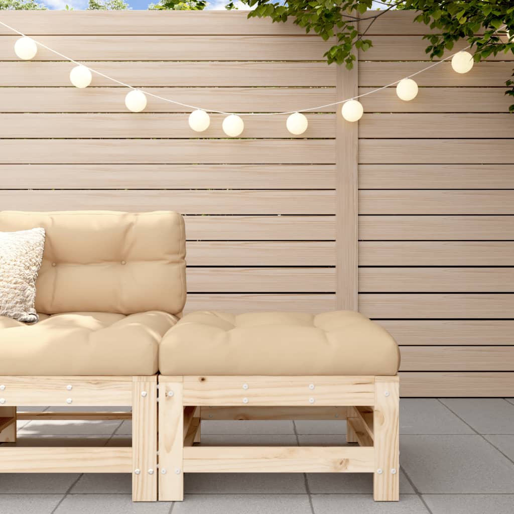 Fotpall med dyna för trädgården massiv furu