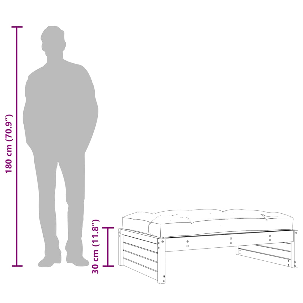 Fotpall för trädgården 120x80 cm massiv furu