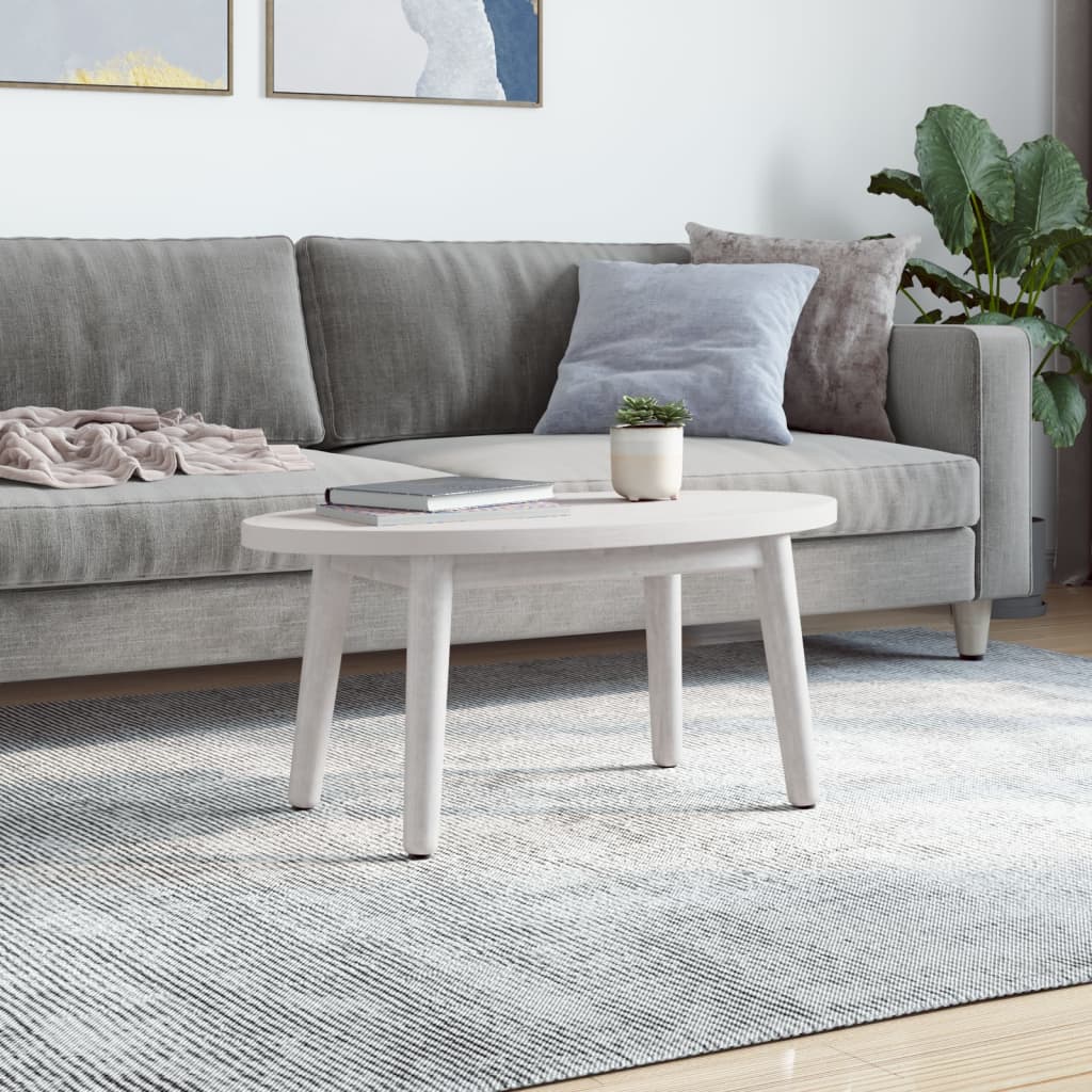 Bordsskiva vit 70x35x2,5 cm oval massiv furu