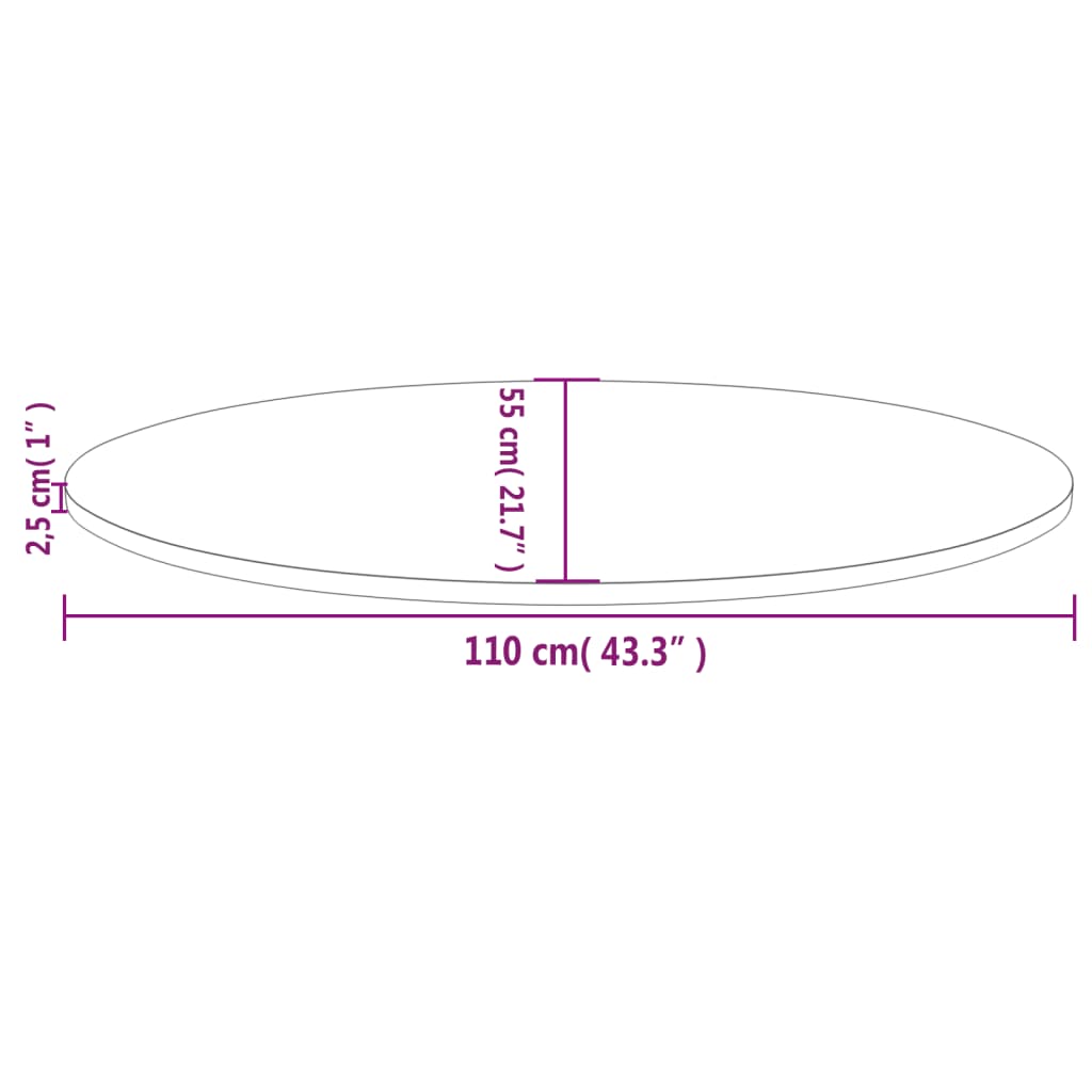 Bordsskiva 110x55x2,5 cm oval massiv furu
