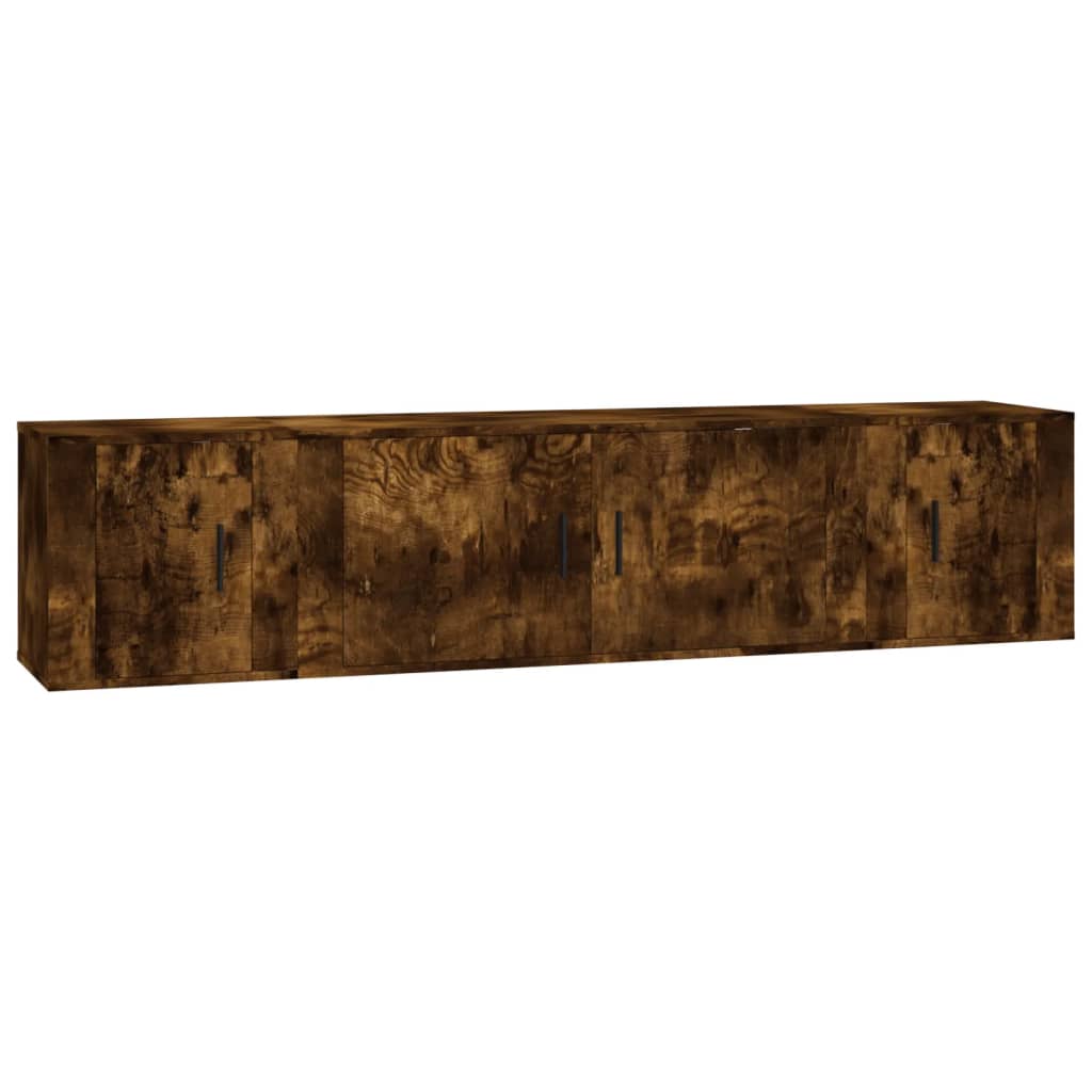 TV-skåp 3 delar rökfärgad ek konstruerat trä