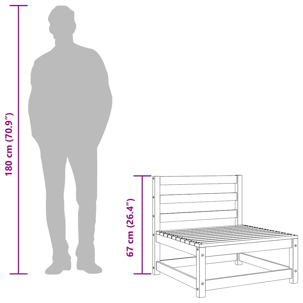 Trädgårdssoffa utan armstöd 70x70x67 cm massivt douglasträ